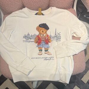Ralph Lauren Kids Cream Sweatshirt with Multicolor Polo Bear Graphic
